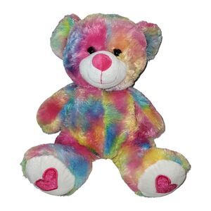 Inter-American Tie Dye 17" Teddy Red hearts feet Plush Stuffed Animal